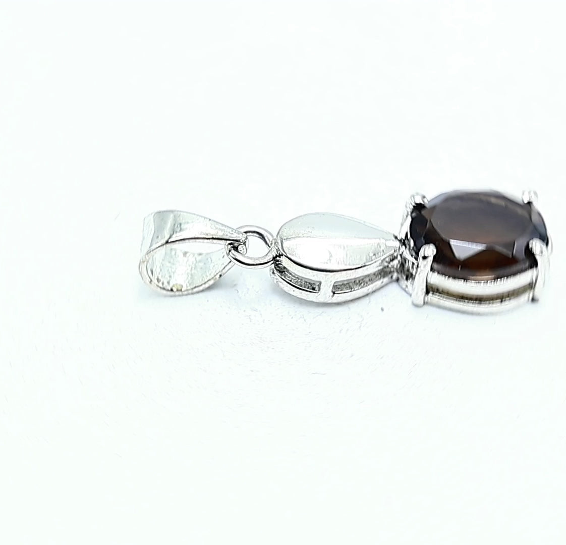 Natural Smokey Topaz Gemstone Pendant 925 Sterling Silver For Women SP-21