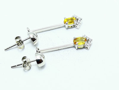 Natural Citrine Gemstone Drop & Dangle Earrings 925 Silver For Women SE-14