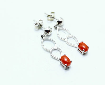 Natural Coral Gemstone Drop & Dangle Earrings 925 Silver For Women SE-8