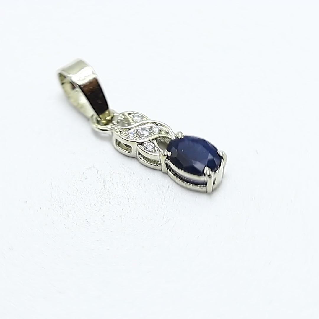 Natural Sapphire Gemstone Pendant Blue 925 Sterling Silver Jewelry SP-25