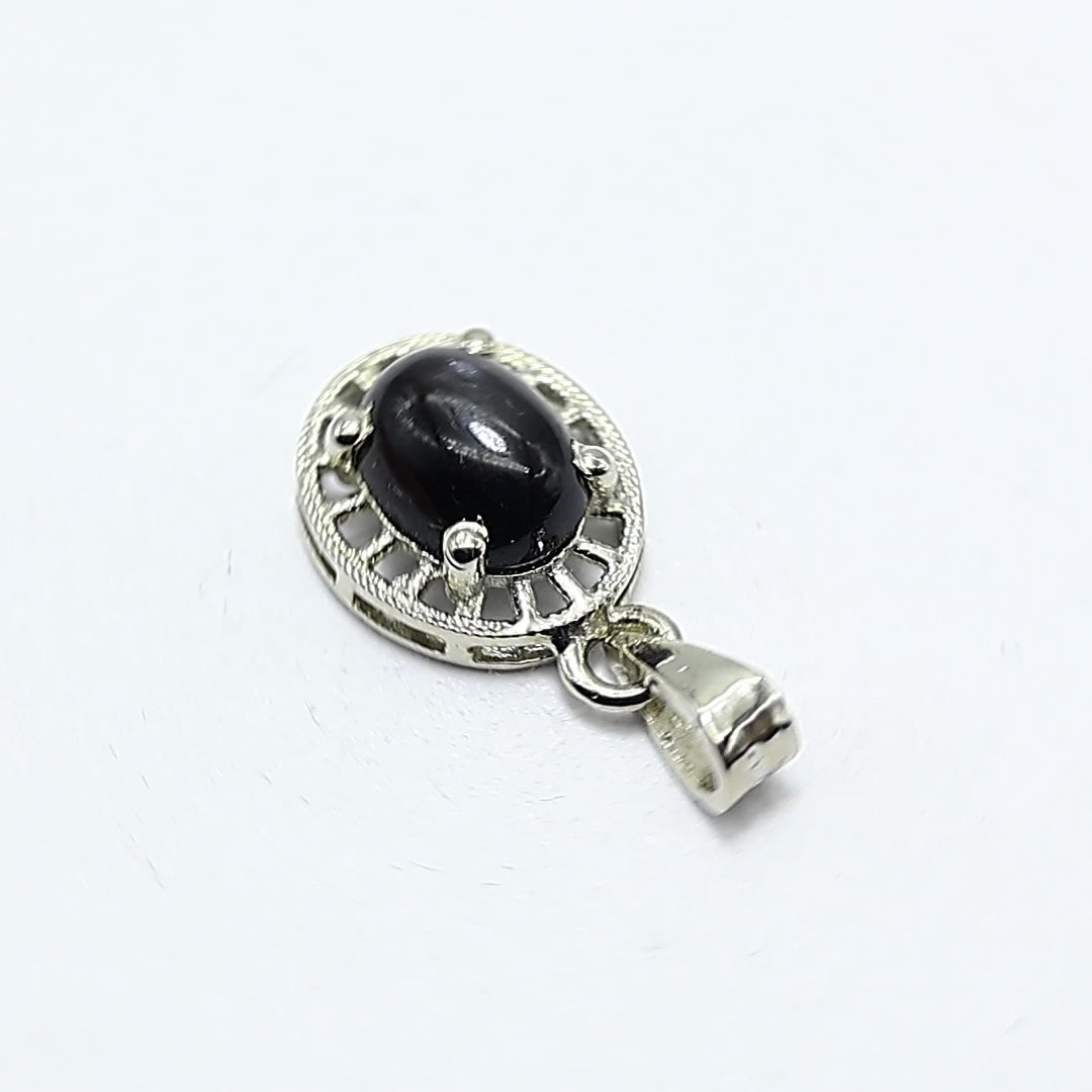 Natural Black Star Gemstone 925 Sterling Silver Pendant For Women SP-18