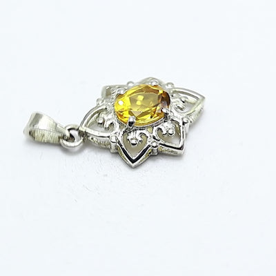 Natural Citrine Gemstone Pendant 925 Sterling Silver Jewelry For Girls SP-12