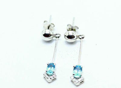 Natural Blue Topaz Gemstone 925 Silver Drop & Dangle Earrings For Women SE-16