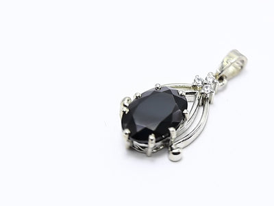 Anniversary Gift For Her Natural Black Spinal Pendant 925 Silver SP-4