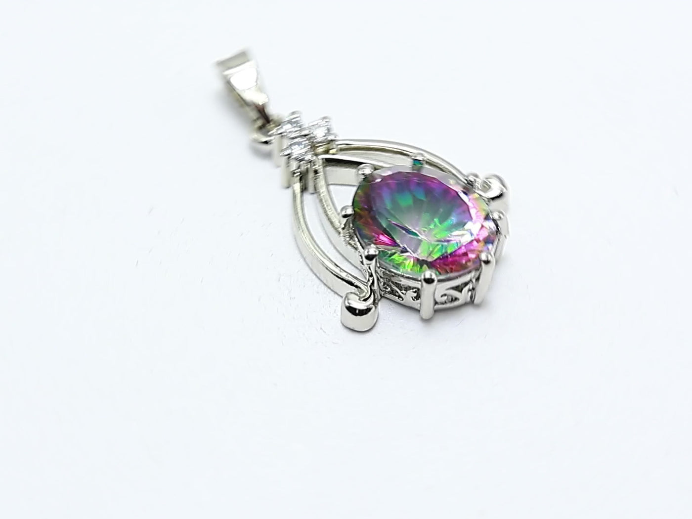 Anniversary Gift For Her Natural Mystic Topaz Pendant 925 Silver SP-3