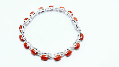 Natural Coral Gemstone Drop/Dangle Bracelet 925 Silver For Girls SB-1