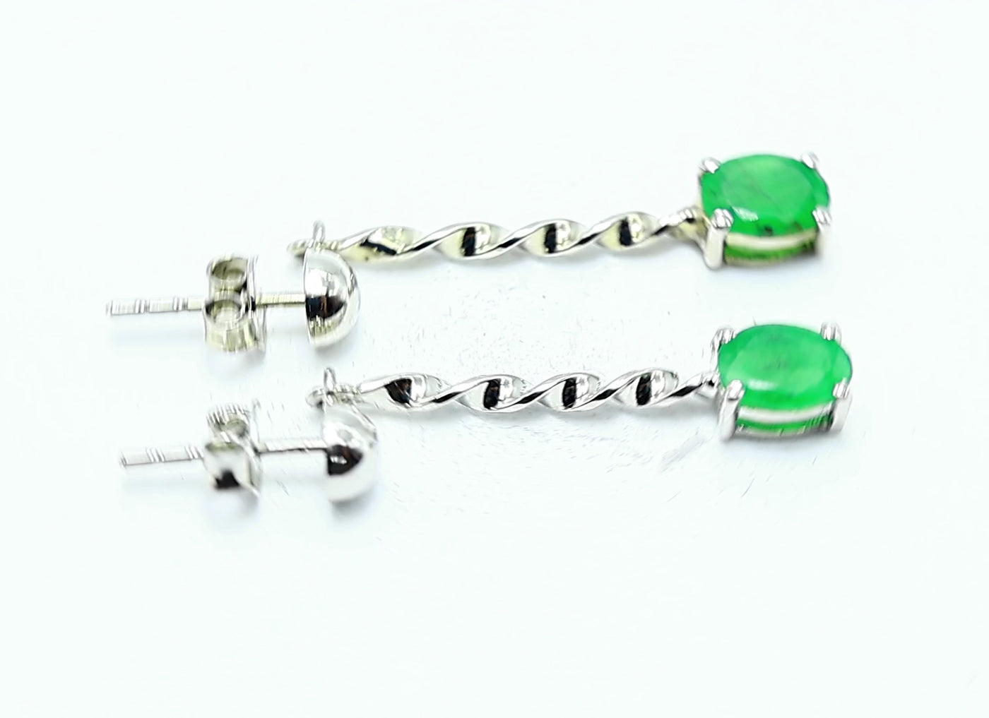 Natural Emerald Gemstone Drop & Dangle Earrings 925 Silver For Girls SE-24