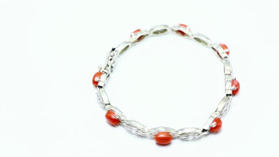 Anniversary Gift For Her Natural Coral Drop/Dangle Bracelet 925 Silver SB-2