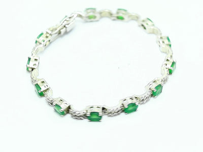 Gift For Her 925 Silver Natural Emerald Gemstone Drop/Dangle Bracelet SB-13