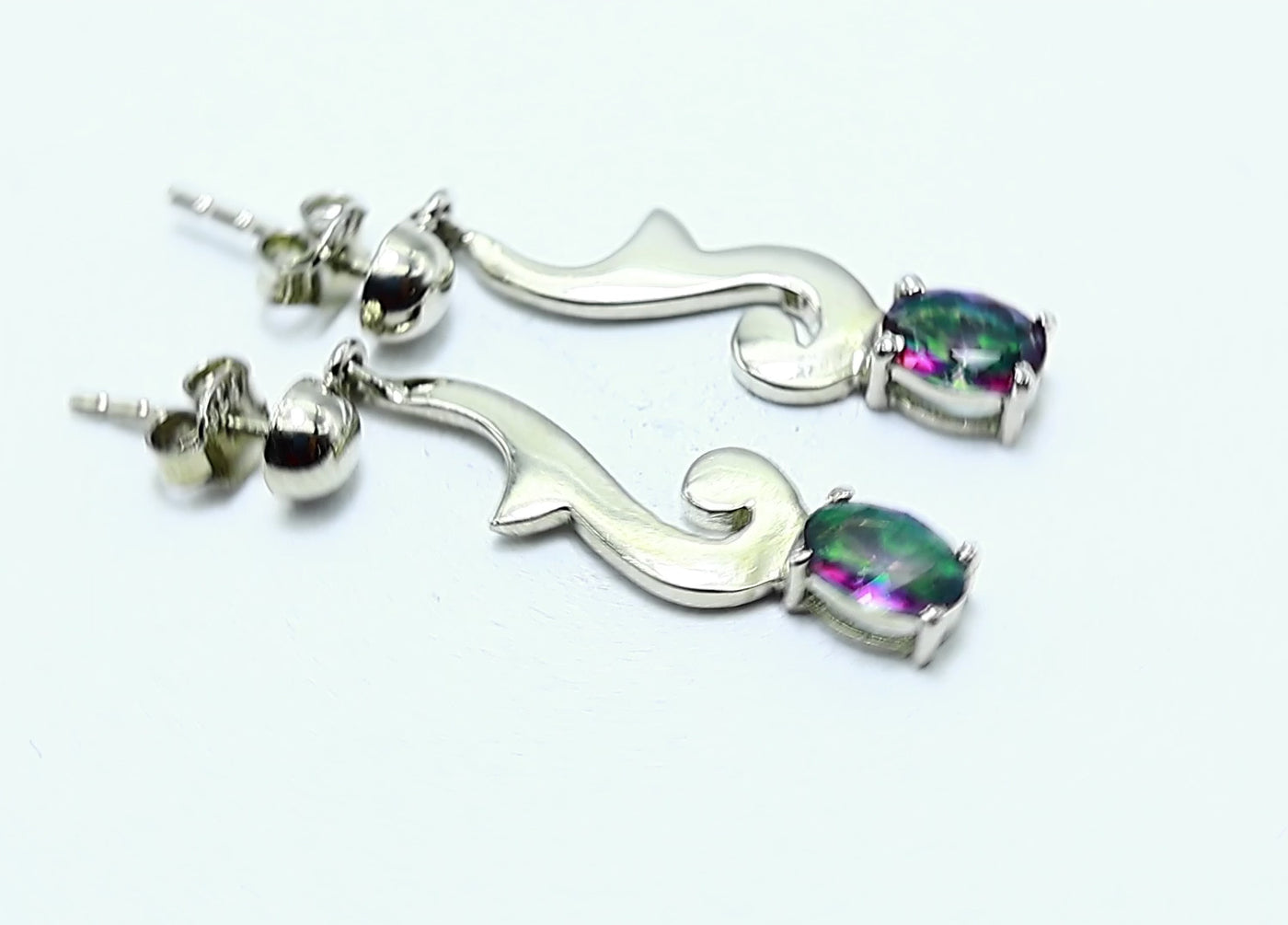 Natural Mystic Topaz Gemstone Drop & Dangle Earrings 925 Sterling Silver SE-10