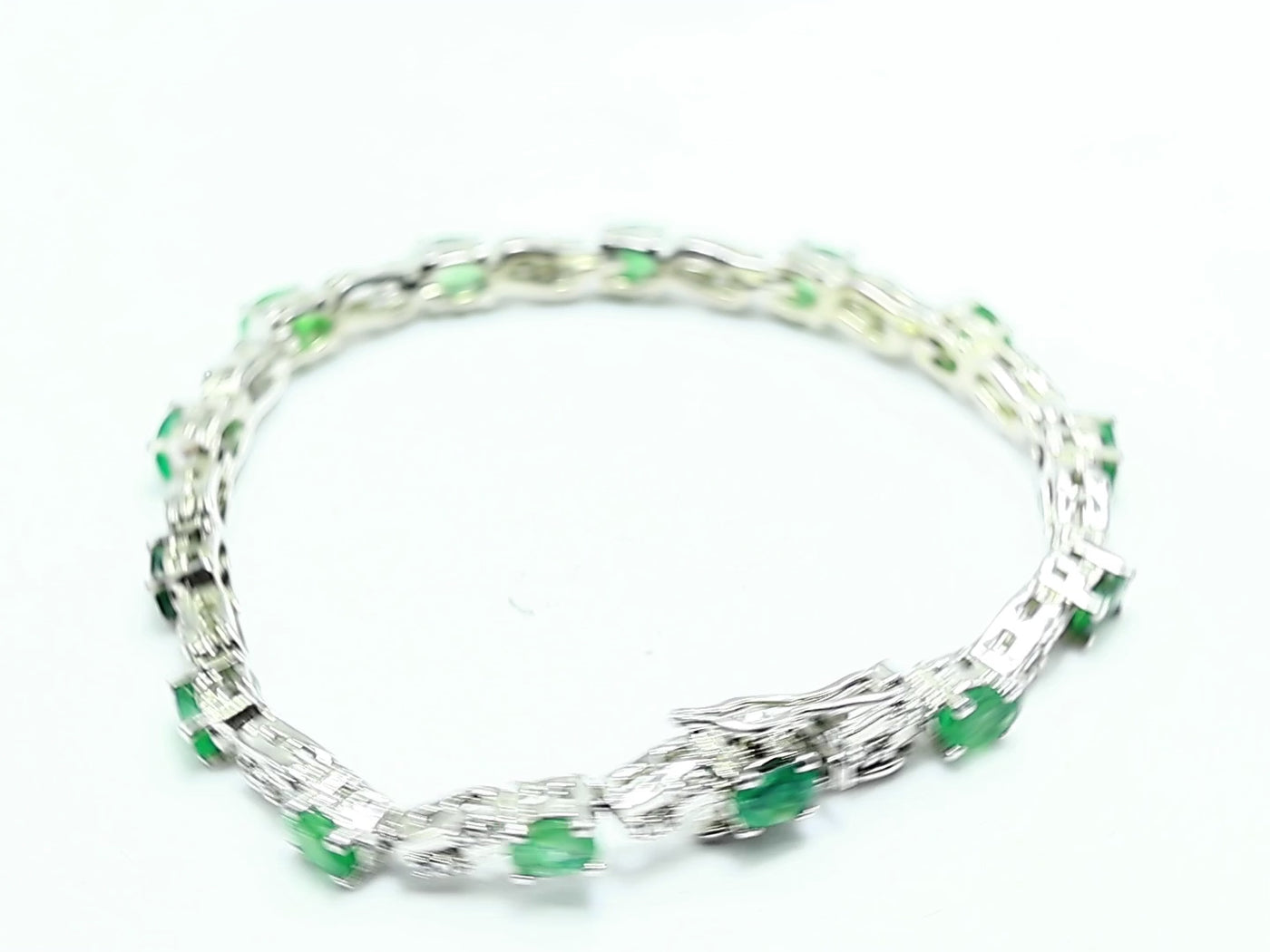 Natural Emerald Gemstone Drop/Dangle Green Bracelet 925 Sterling Silver SB-16