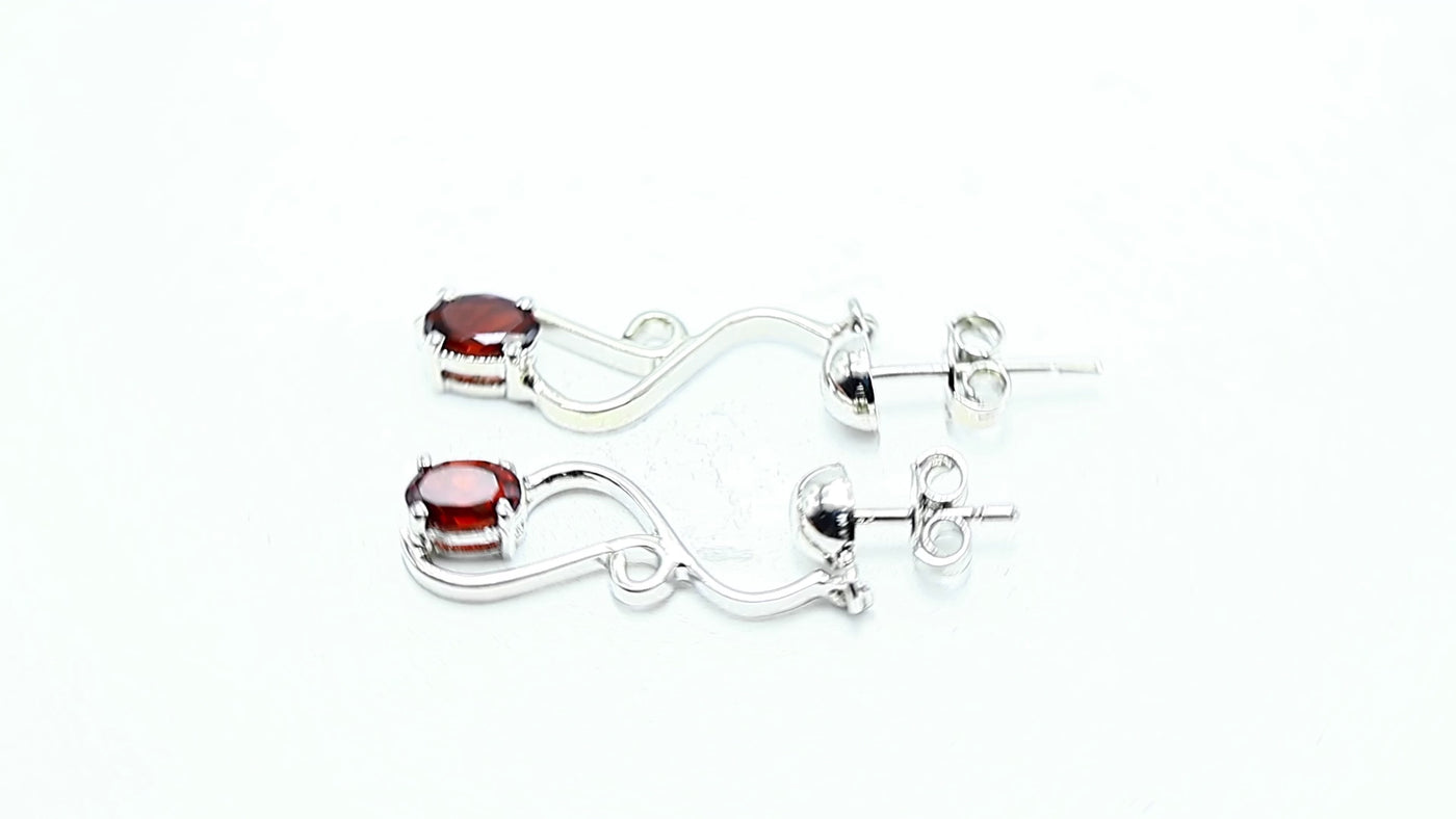 Natural Garnet Gemstone Drop & Dangle Earrings 925 Silver For Women SE-2