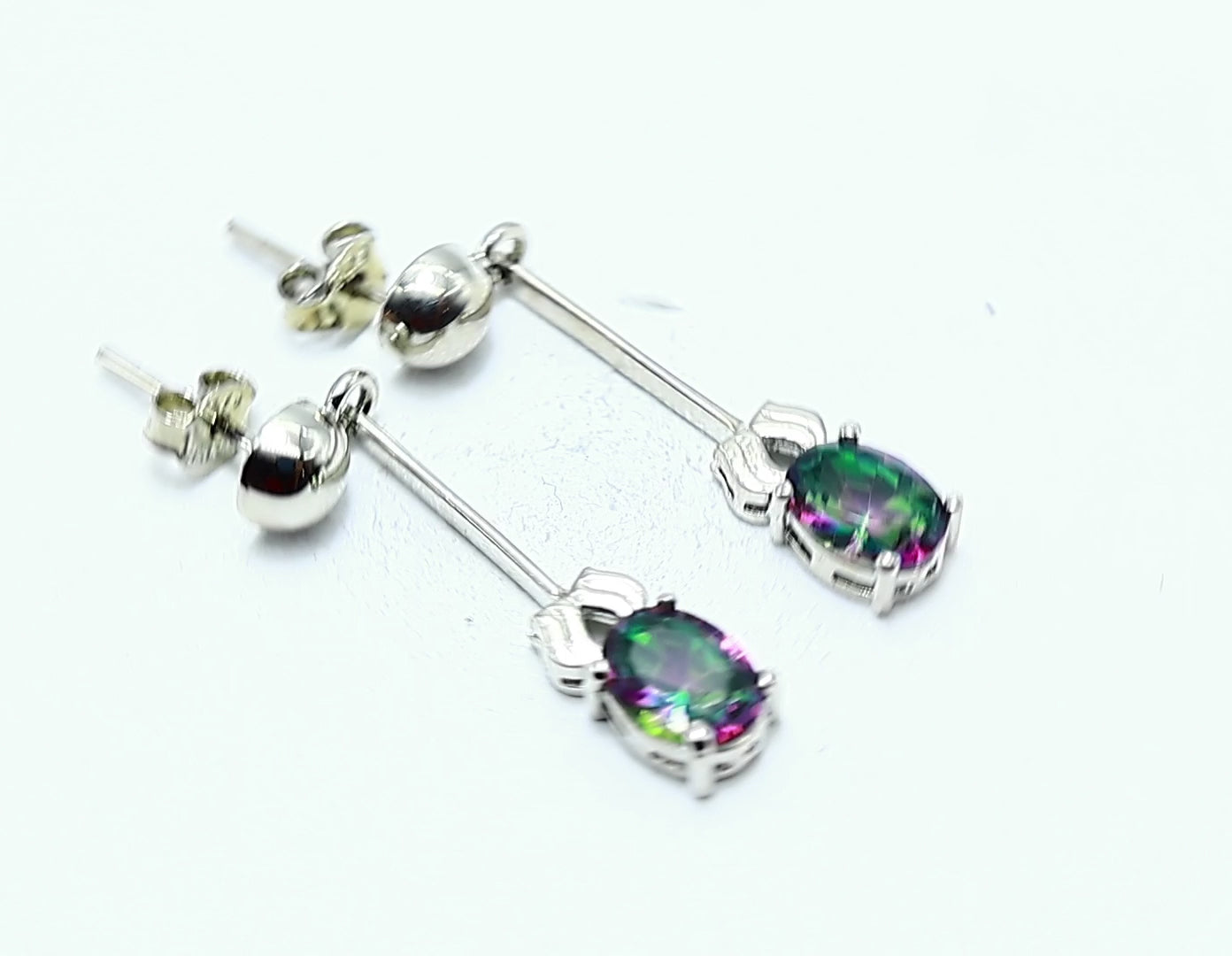 Natural Mystic Topaz Drop & Dangle Multicolor Earrings 925 Silver SE-9