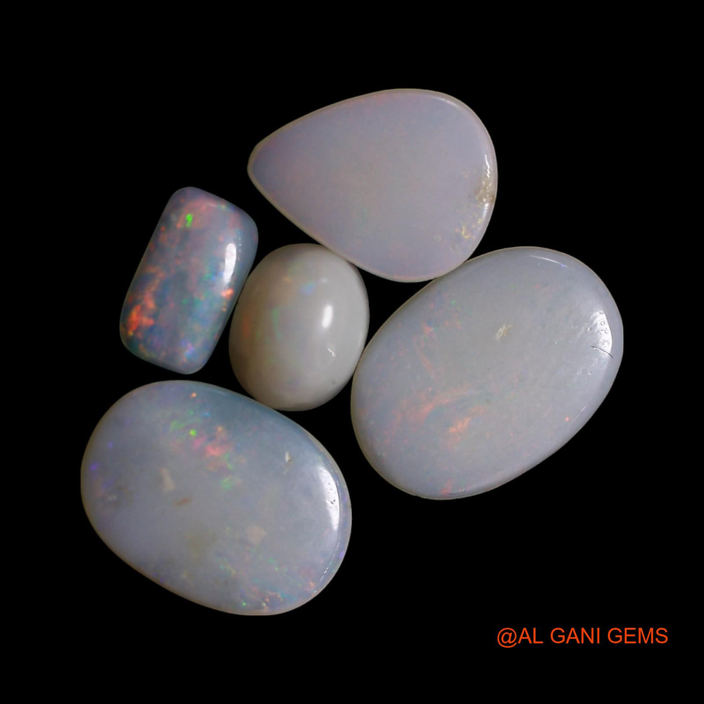 5 Pcs 3.00 Cts Natural Australian Fire Opal Loose Gemstone Mix Shape Cabochon Wholesale Lot 4X6X1 TO 8X11X1 MM AG-777