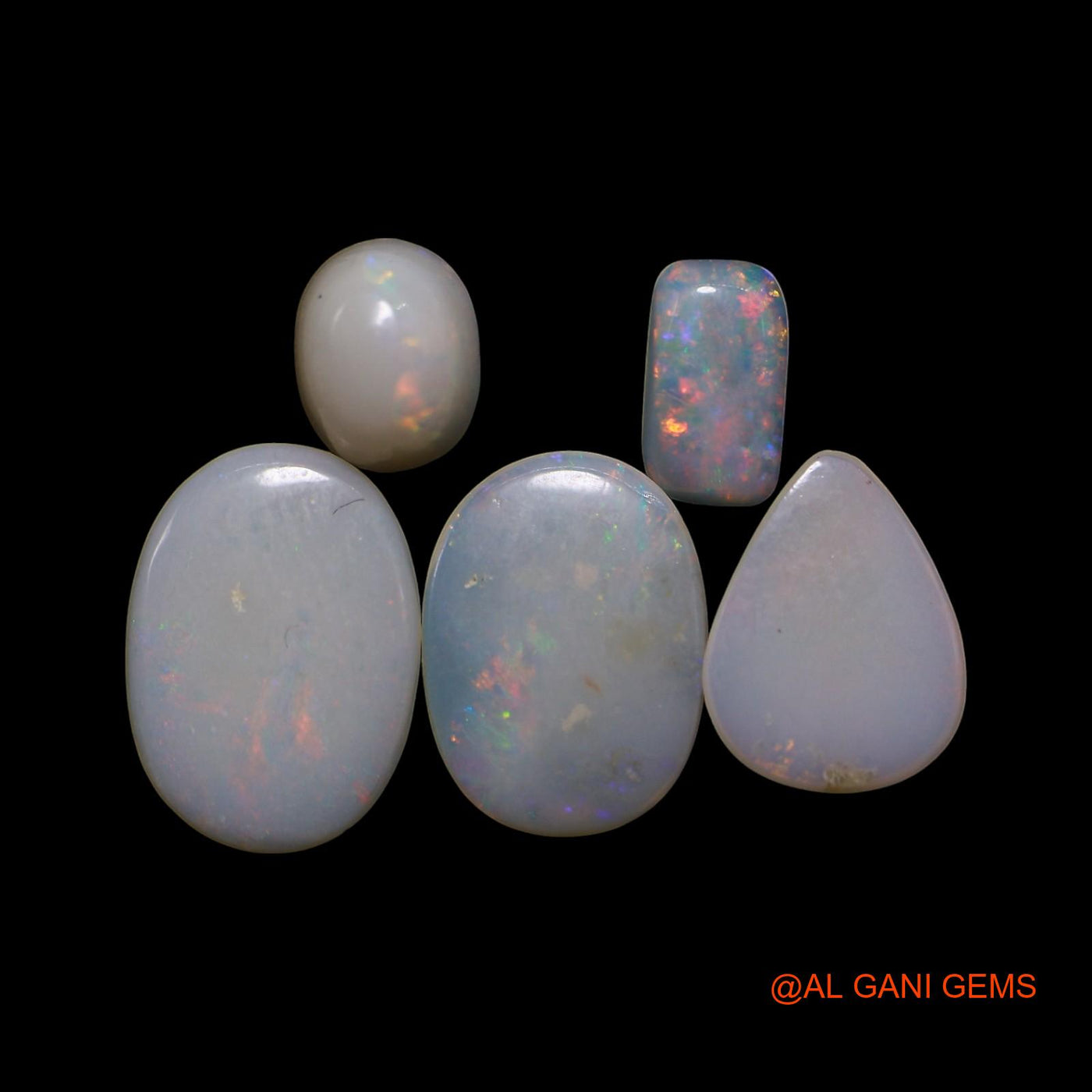 5 Pcs 3.00 Cts Natural Australian Fire Opal Loose Gemstone Mix Shape Cabochon Wholesale Lot 4X6X1 TO 8X11X1 MM AG-777