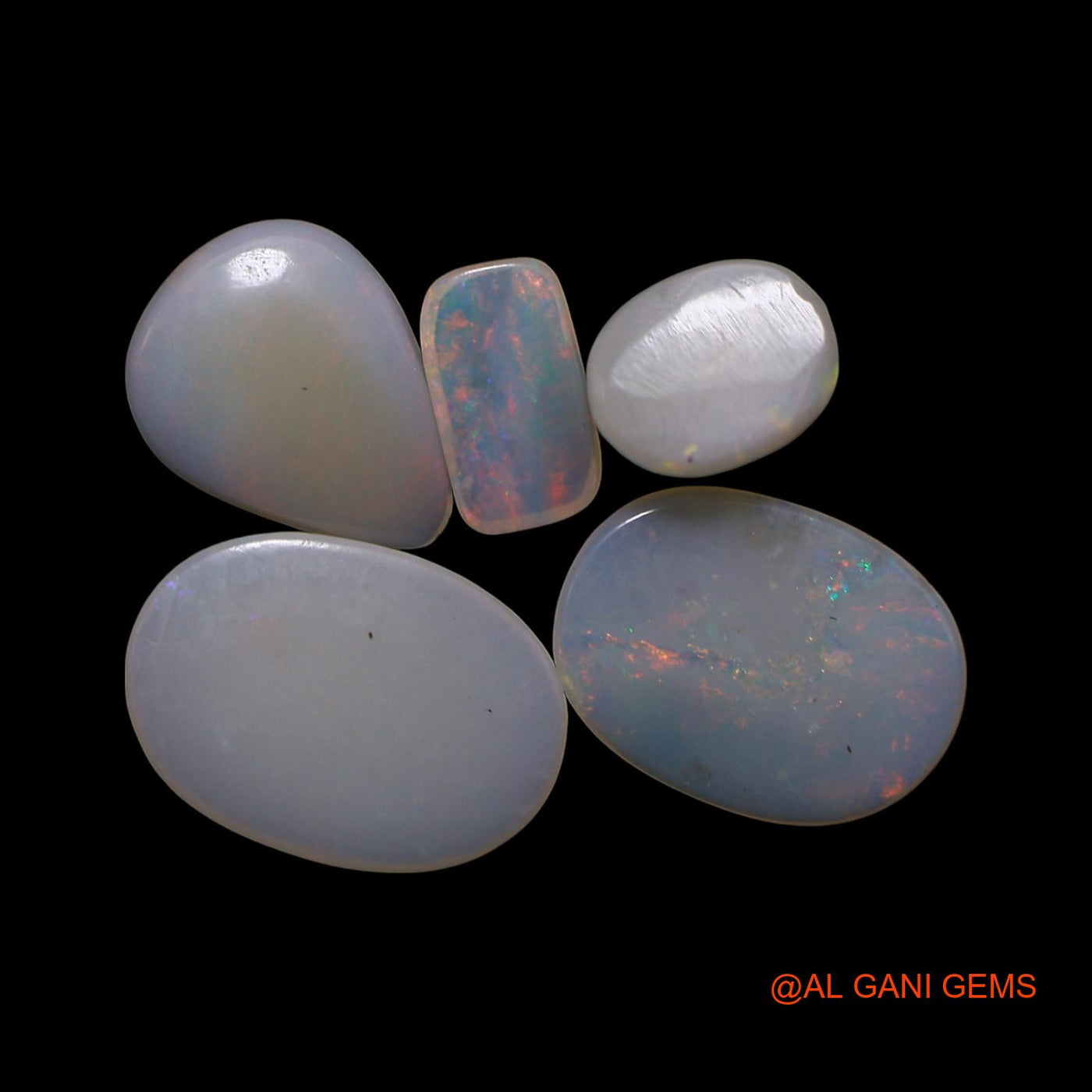 5 Pcs 3.00 Cts Natural Australian Fire Opal Loose Gemstone Mix Shape Cabochon Wholesale Lot 4X6X1 TO 8X11X1 MM AG-777