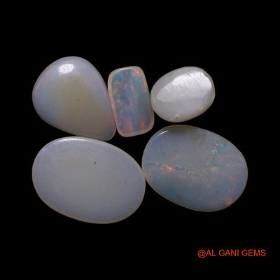 5 Pcs 3.00 Cts Natural Australian Fire Opal Loose Gemstone Mix Shape Cabochon Wholesale Lot 4X6X1 TO 8X11X1 MM AG-777