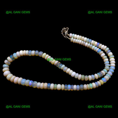 Natural Gemstone Healing Necklace Multi Color Fire Opal Rondelle Beads AOB-18