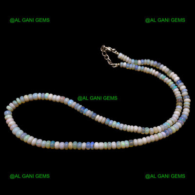 Beaded Necklace Rondelle Multi Color Fire Opal Natural For Sister AOB-37