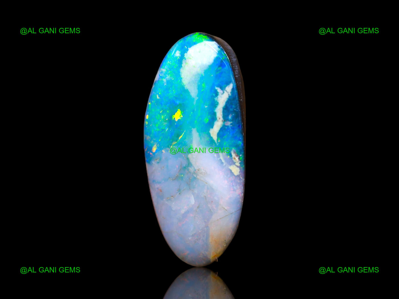 Lab-Created Doublet Opal Gemstone Fancy Cabochon 5.00 Cts 18x8x4 mm D-106