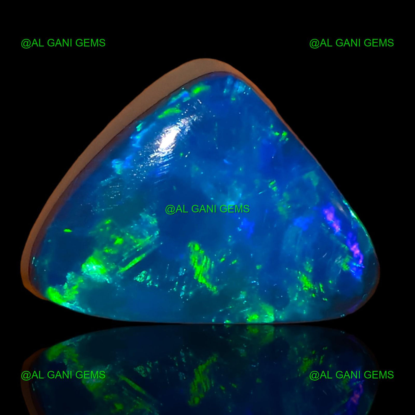 Lab-Created Doublet Opal Gemstone 5.00 Cts Trillion Cabochon 12x9x6 mm D-51