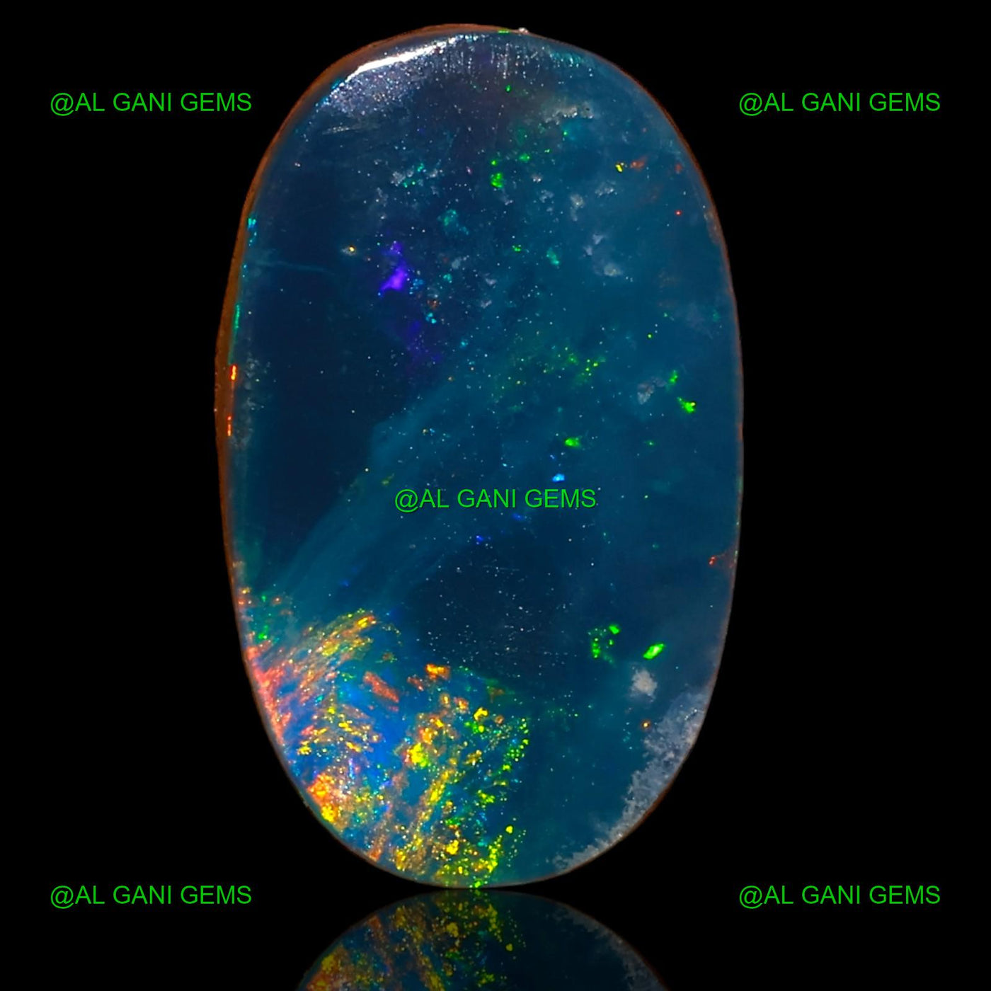 Lab-Created Doublet Opal Loose Gemstone Oval Cabochon 4.20 Cts 15x9x3 mm D-60