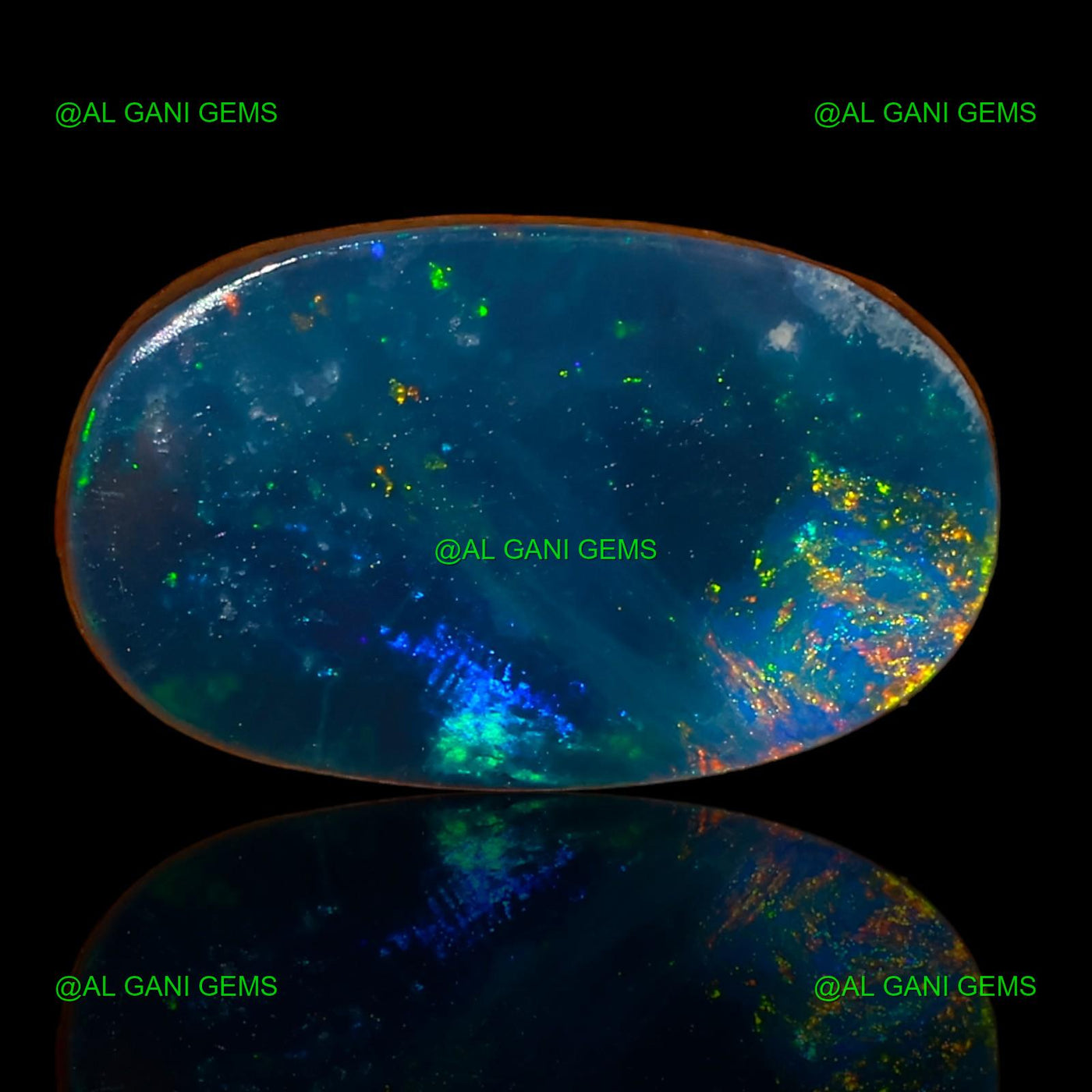 Lab-Created Doublet Opal Loose Gemstone Oval Cabochon 4.20 Cts 15x9x3 mm D-60