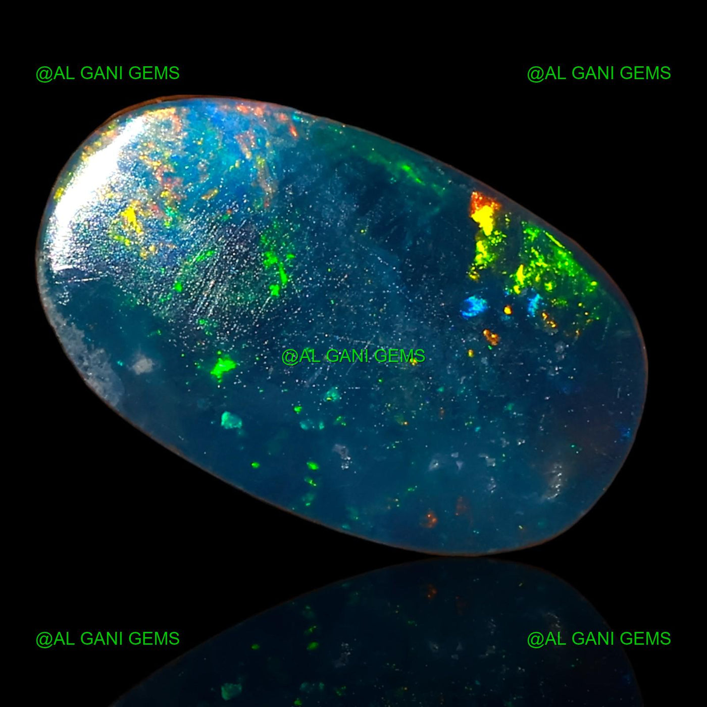 Lab-Created Doublet Opal Loose Gemstone Oval Cabochon 4.20 Cts 15x9x3 mm D-60