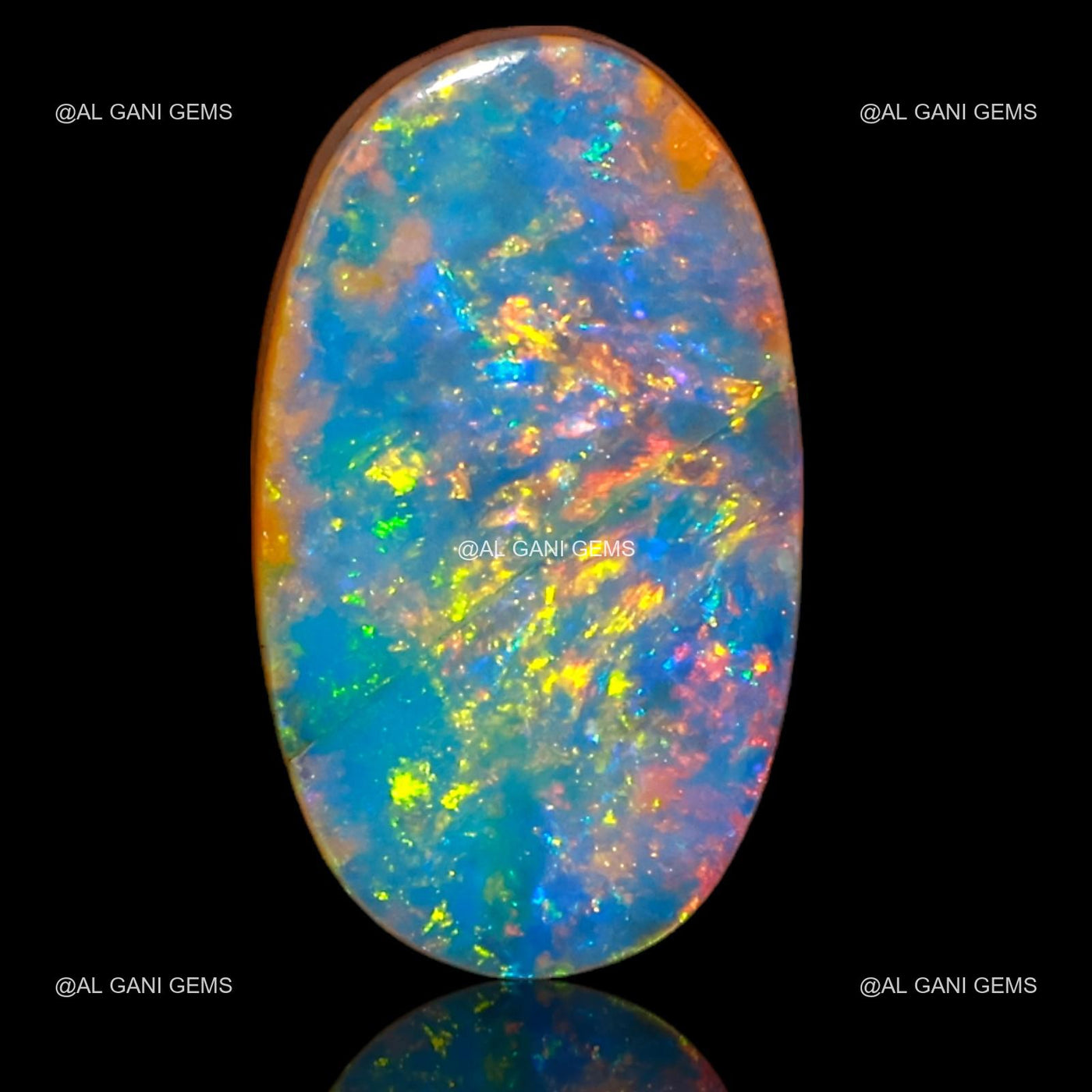 Lab-Created Doublet Opal Gemstone 2.40 Cts Loose Oval Cabochon 13x7x3 mm D-65