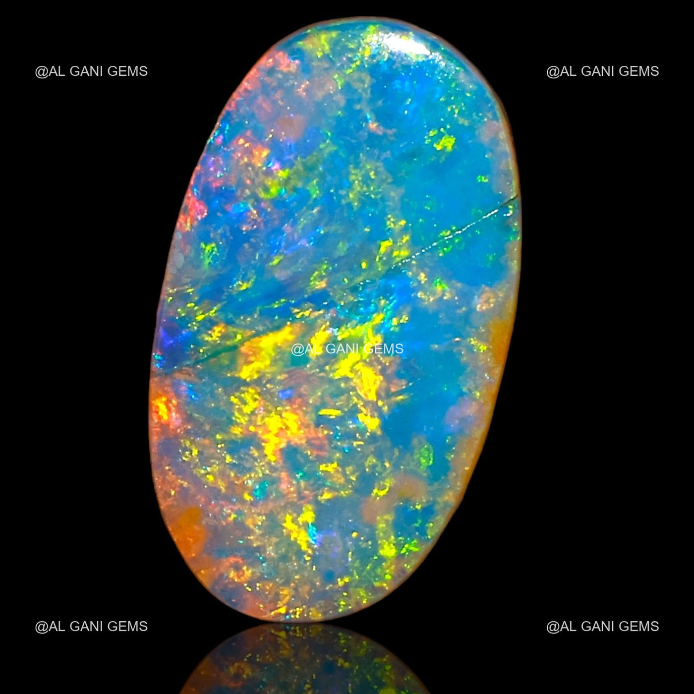 Lab-Created Doublet Opal Gemstone 2.40 Cts Loose Oval Cabochon 13x7x3 mm D-65