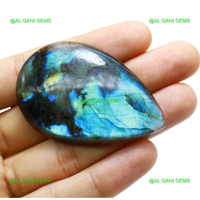 124.00 Cts Natural Fire Labradorite Gemstone Pear Cabochon 58x37x7 mm L-10