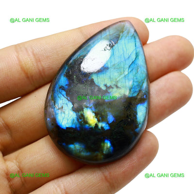 124.00 Cts Natural Fire Labradorite Gemstone Pear Cabochon 58x37x7 mm L-10