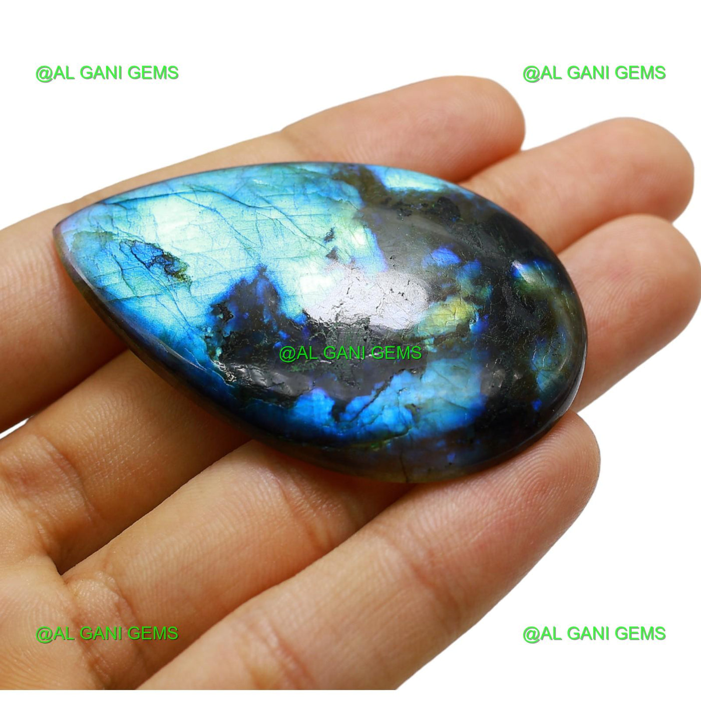 124.00 Cts Natural Fire Labradorite Gemstone Pear Cabochon 58x37x7 mm L-10