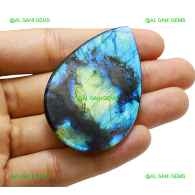 124.00 Cts Natural Fire Labradorite Gemstone Pear Cabochon 58x37x7 mm L-10