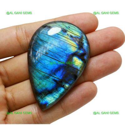 143.00 Cts Natural Fire Labradorite Gemstone Pear Cabochon 58x38x8 mm L-11