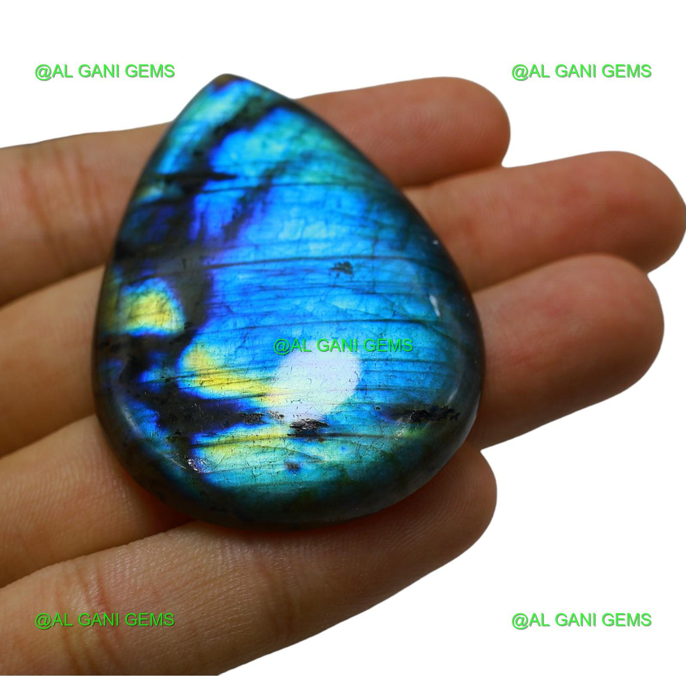 143.00 Cts Natural Fire Labradorite Gemstone Pear Cabochon 58x38x8 mm L-11