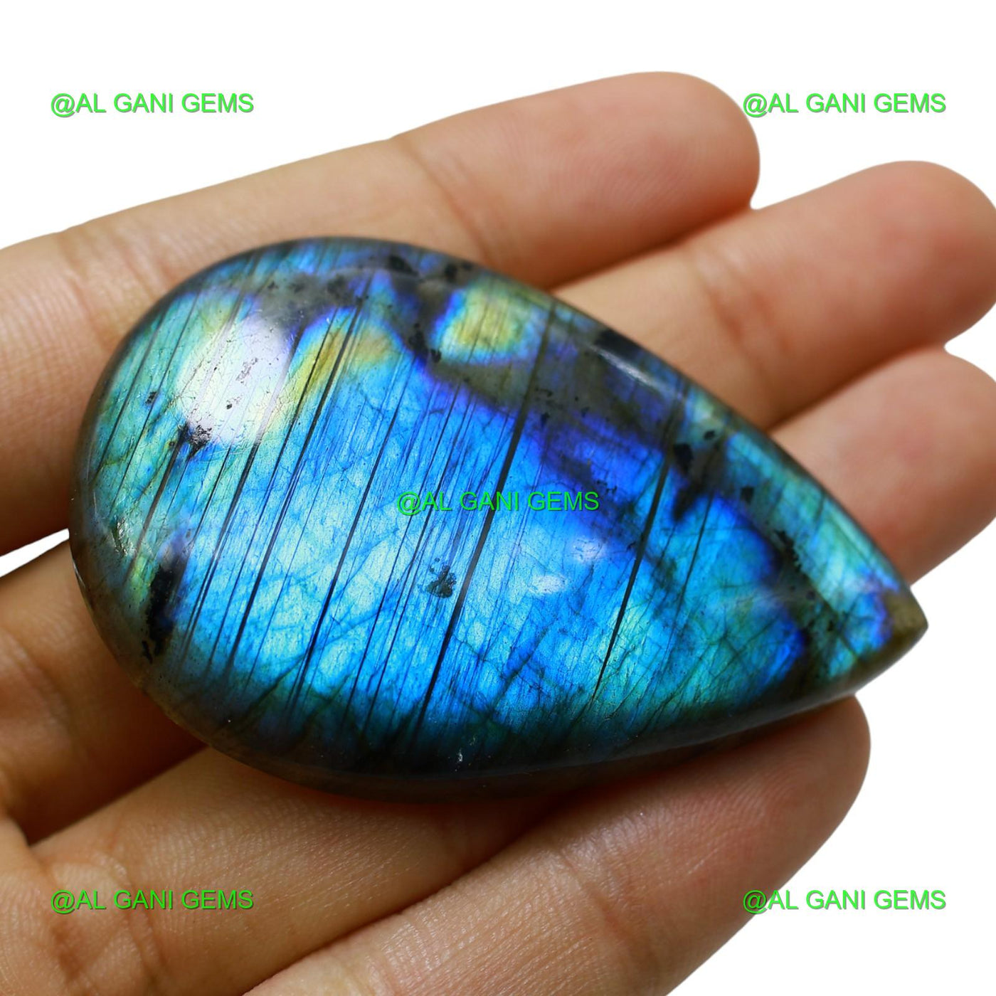 143.00 Cts Natural Fire Labradorite Gemstone Pear Cabochon 58x38x8 mm L-11