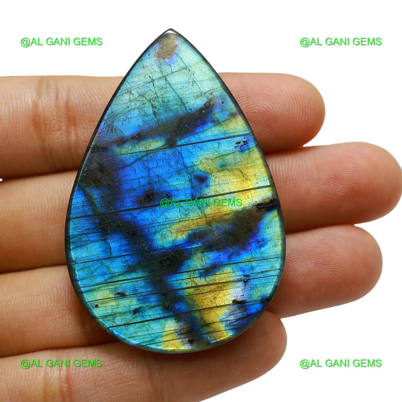 143.00 Cts Natural Fire Labradorite Gemstone Pear Cabochon 58x38x8 mm L-11