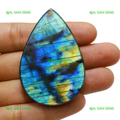 143.00 Cts Natural Fire Labradorite Gemstone Pear Cabochon 58x38x8 mm L-11