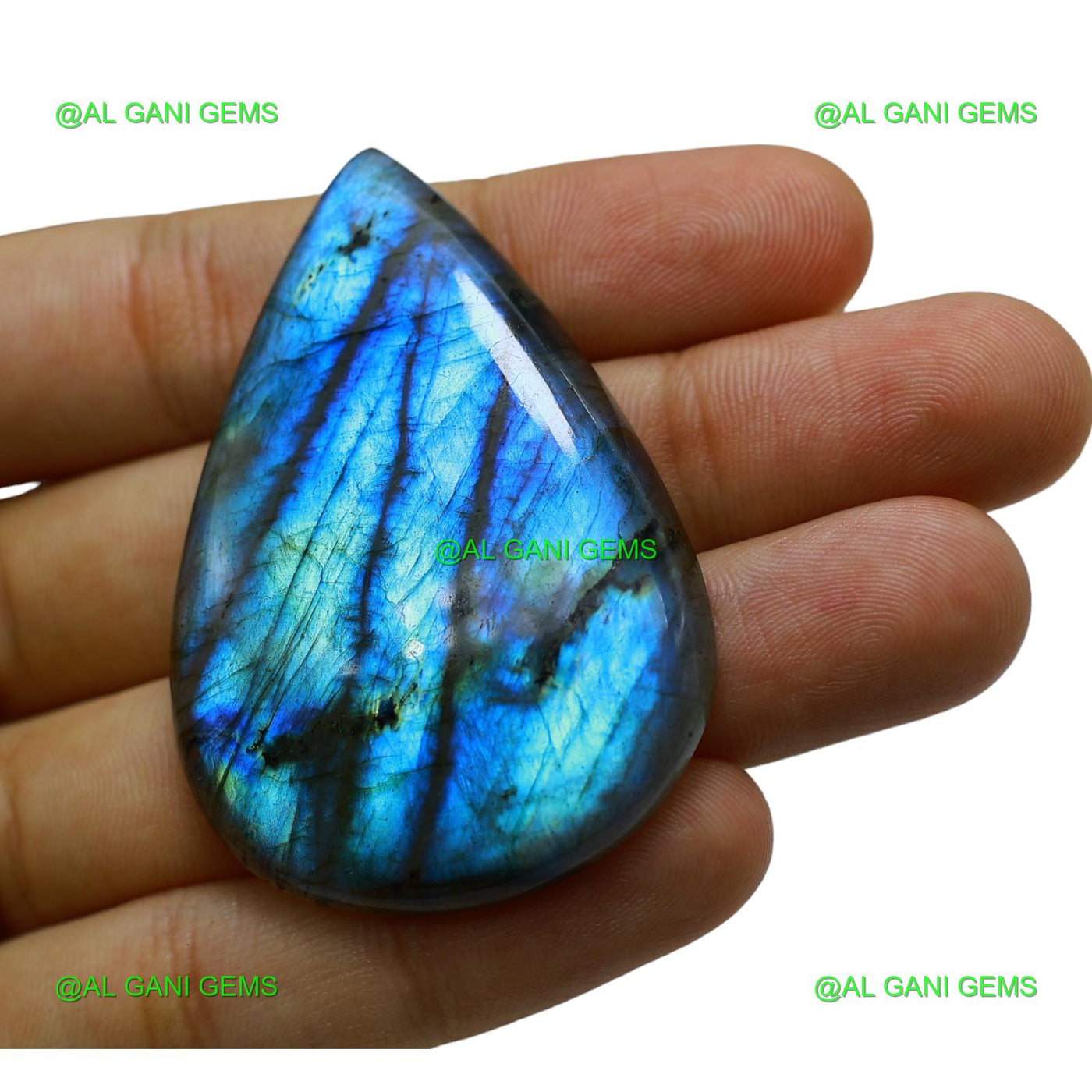 117.00 Cts Fire Labradorite Gemstone Pear Cabochon Natural 56x38x7 mm L-12