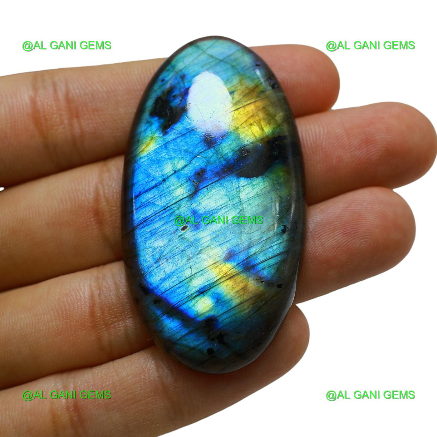 114.00 Cts Natural Fire Labradorite Gemstone Oval Cabochon 58x31x7 mm L-13