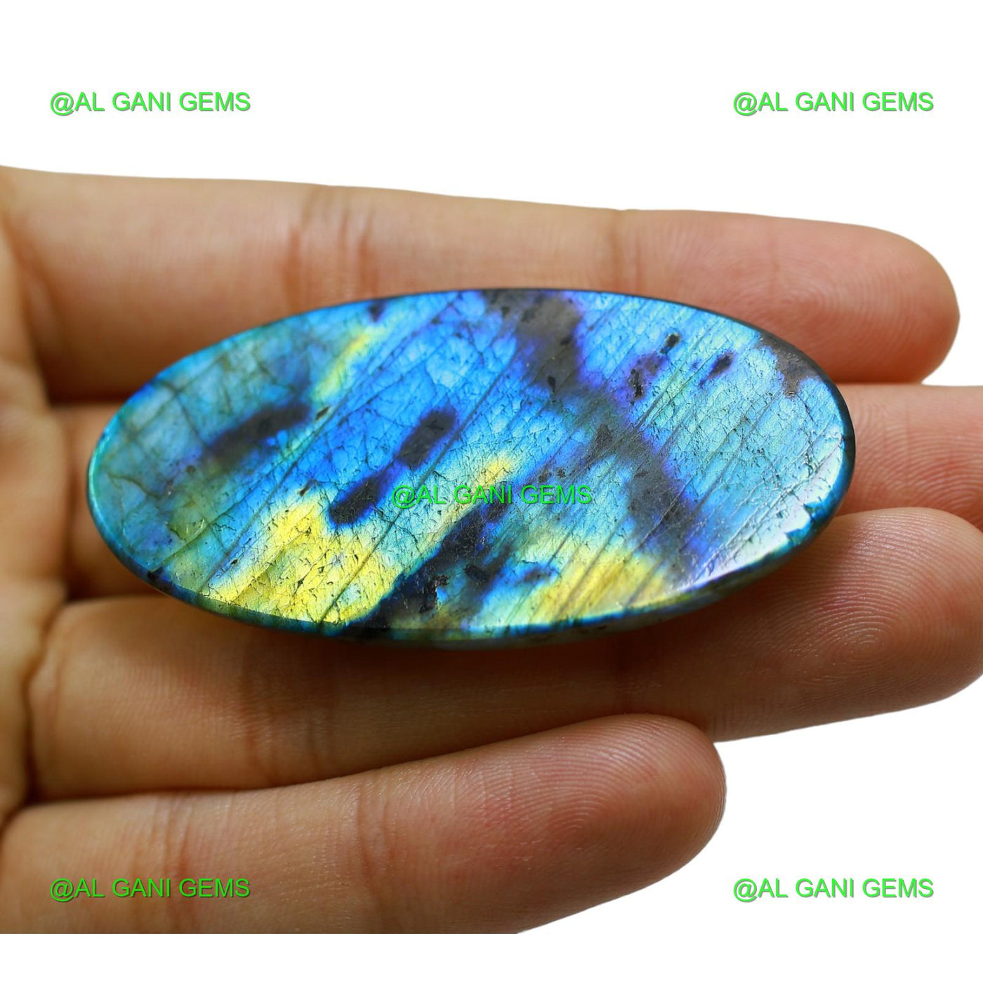 114.00 Cts Natural Fire Labradorite Gemstone Oval Cabochon 58x31x7 mm L-13