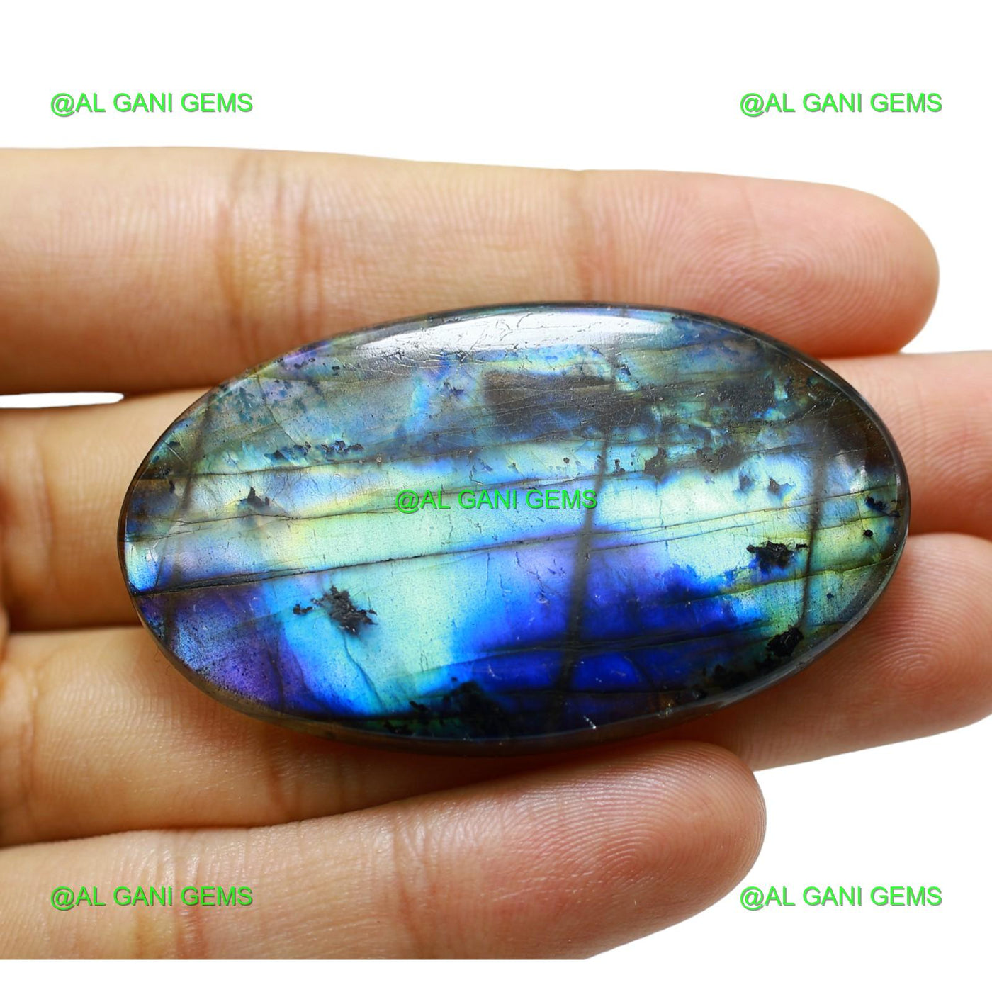 111.00 Cts Natural Fire Labradorite Gemstone Oval Cabochon 56x33x6 mm L-14