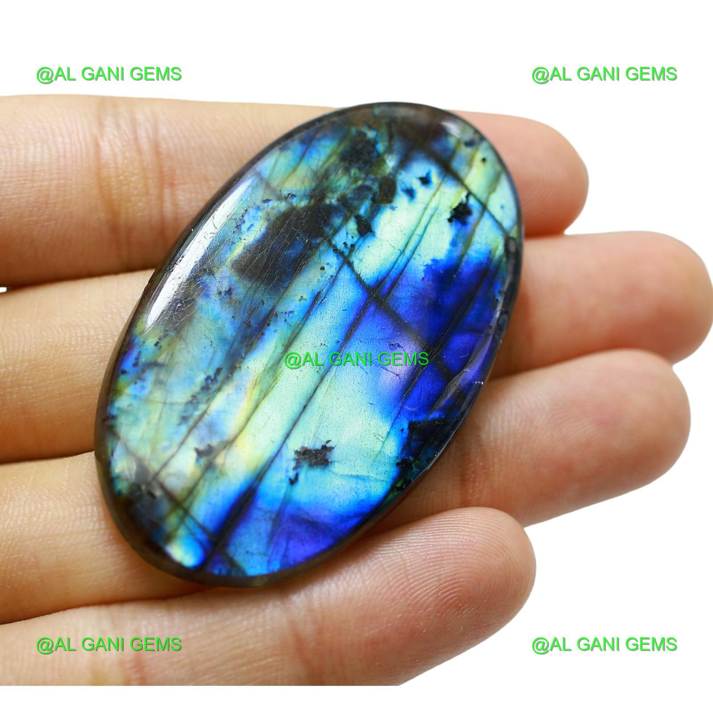 111.00 Cts Natural Fire Labradorite Gemstone Oval Cabochon 56x33x6 mm L-14