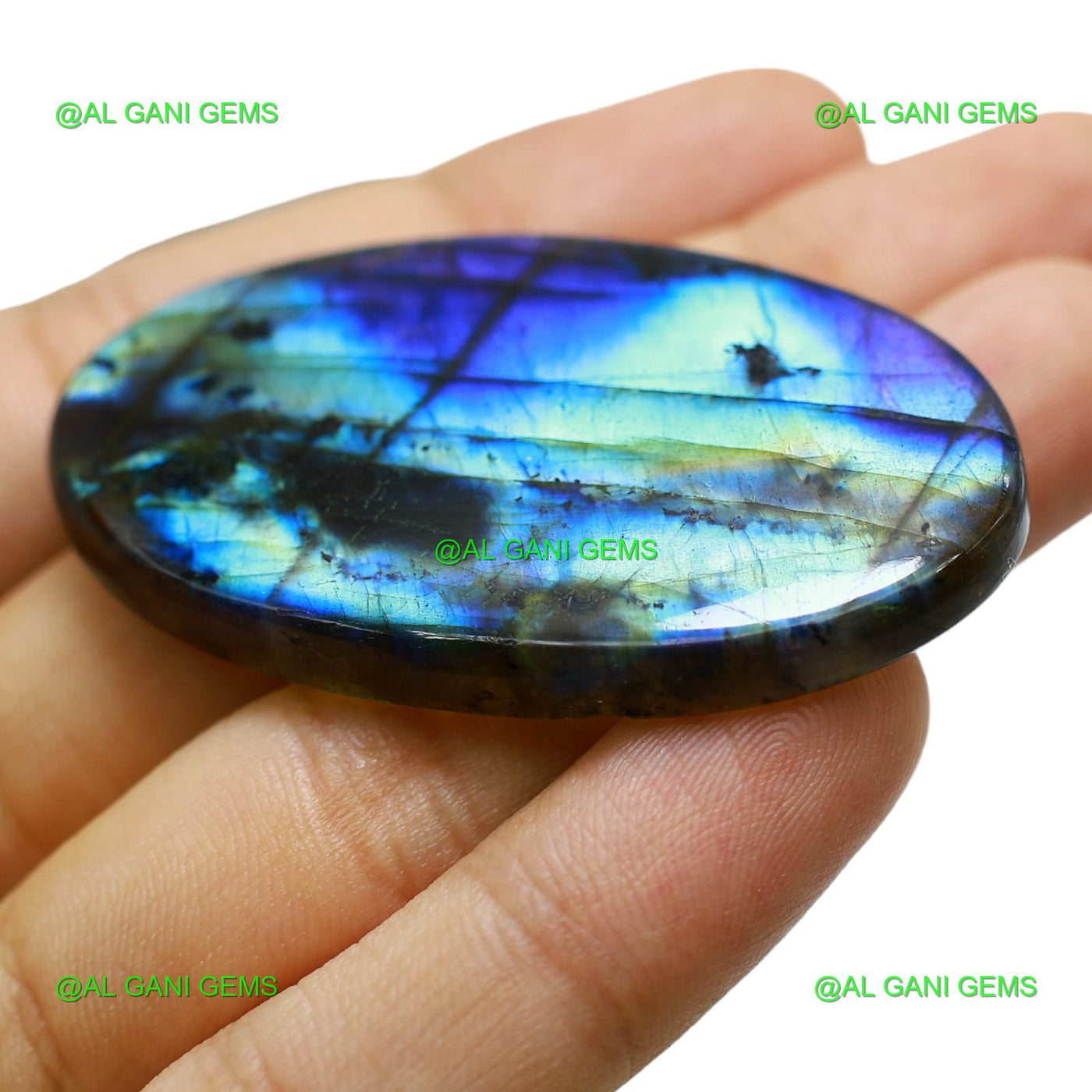 111.00 Cts Natural Fire Labradorite Gemstone Oval Cabochon 56x33x6 mm L-14