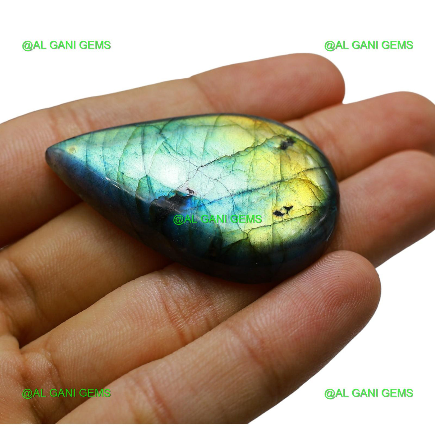 89.00 Cts Natural Fire Labradorite Gemstone Pear Cabochon 48x30x8 mm L-27