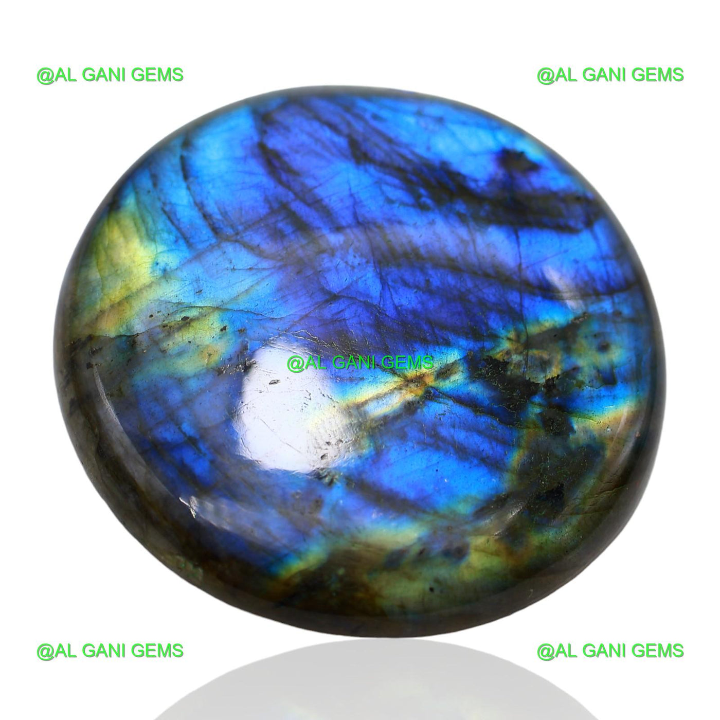 213.00 Cts Natural Fire Labradorite Round Cabochon Gemstone 55x55x8 mm L-2