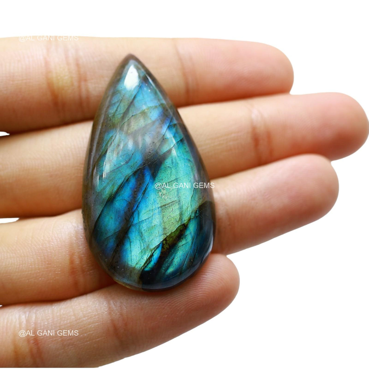 67.00 Cts Natural Fire Labradorite Gemstone Pear Cabochon 47x25x7 mm L-30