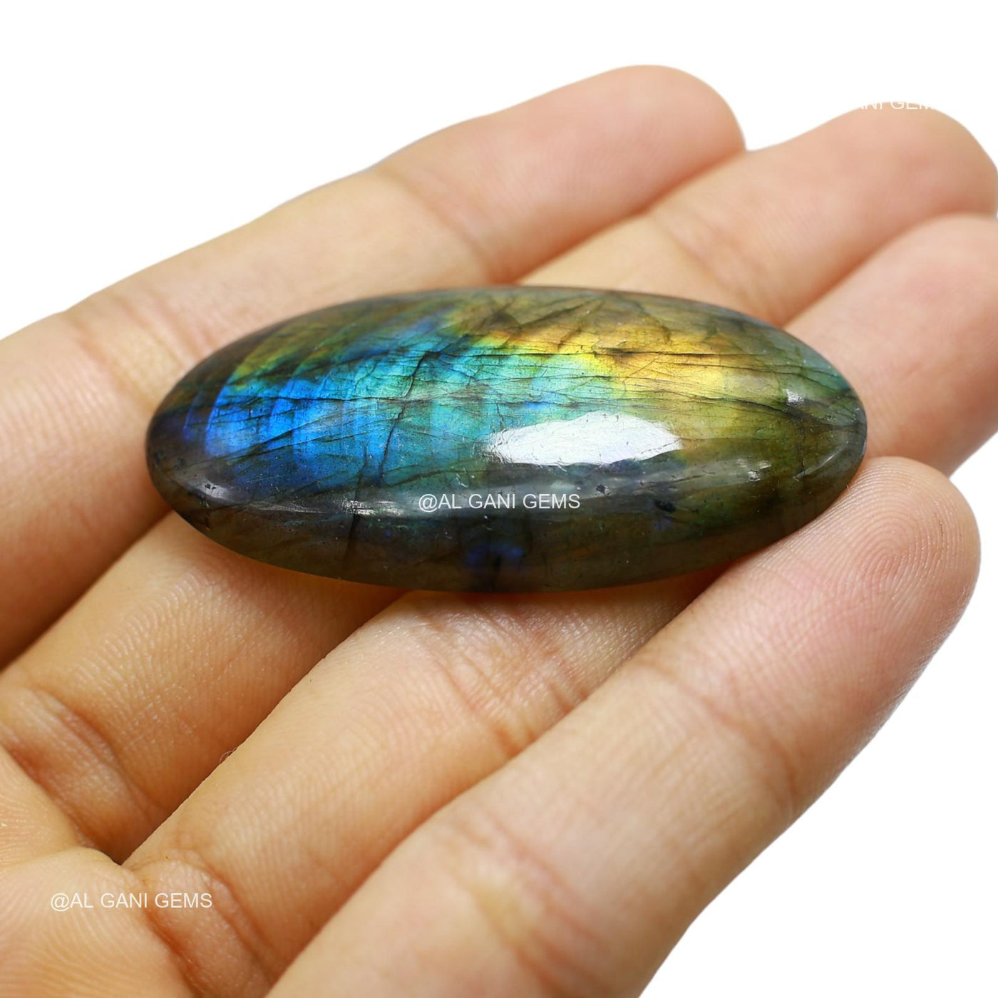 72.00 Cts Natural Fire Labradorite Gemstone Oval Cabochon 47x25x7 mm L-33