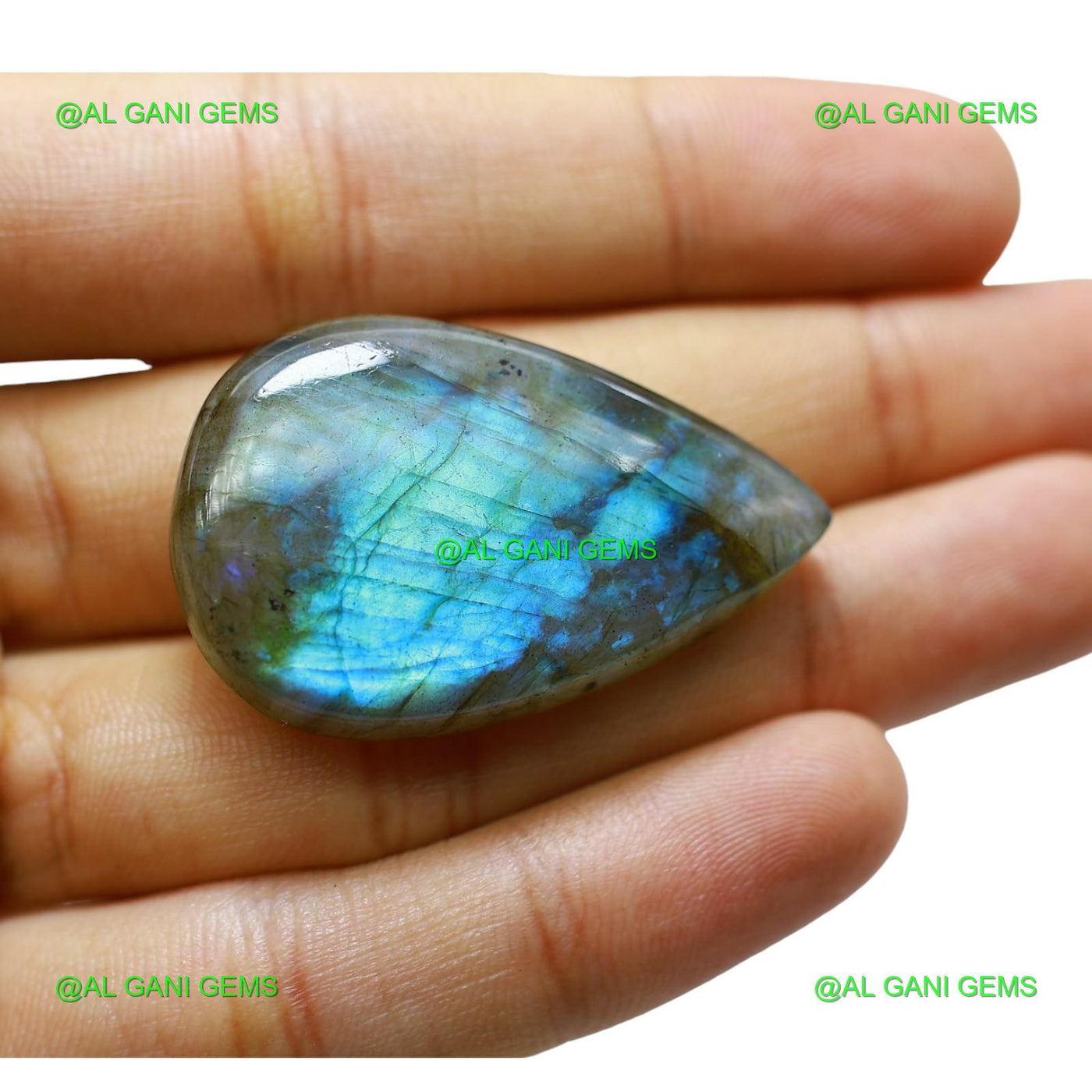 68.00 Cts Natural Fire Labradorite Pear Cabochon Gemstone 40x26x7 mm L-40